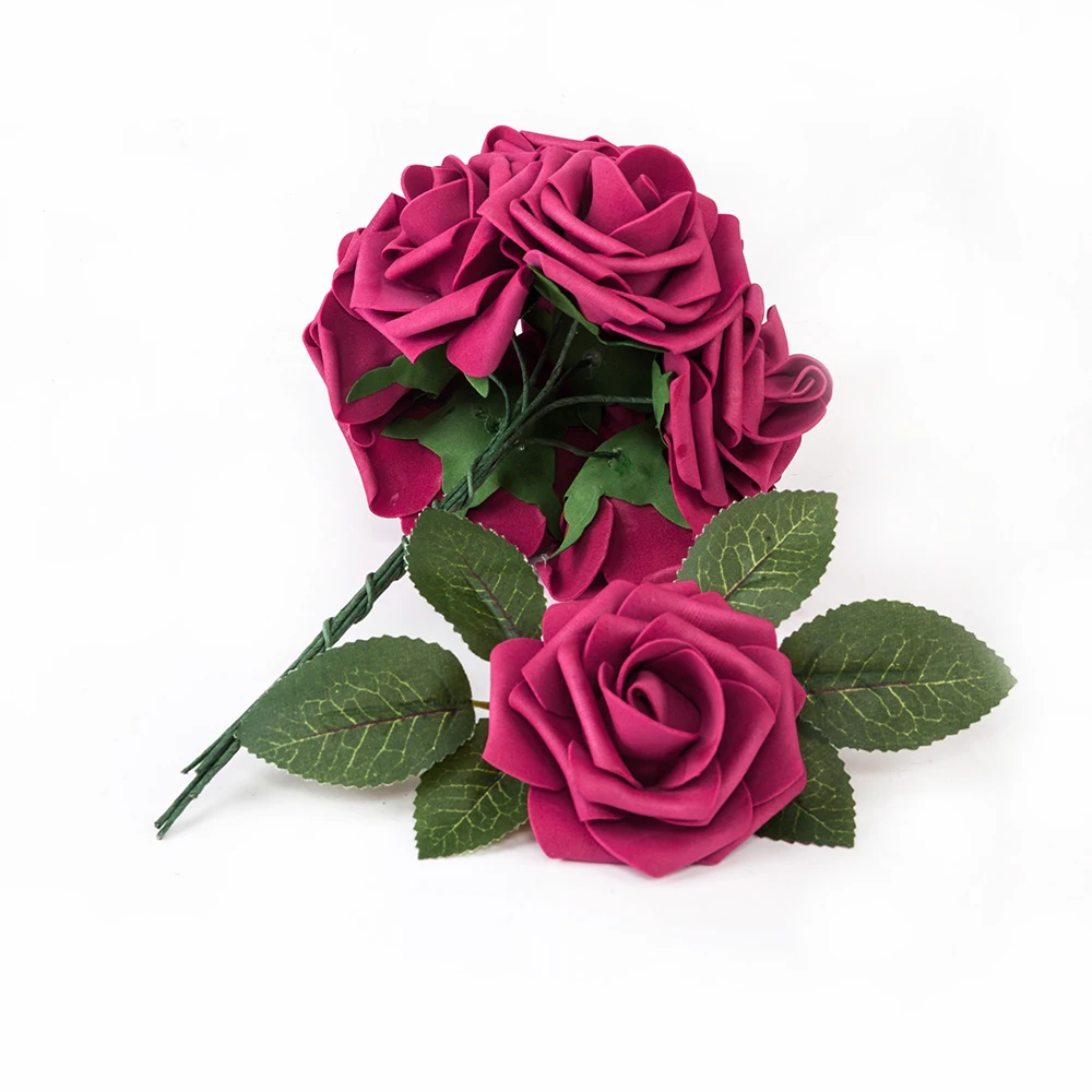 

50pcs PE Foam Rose Flower Wine Red 180821217