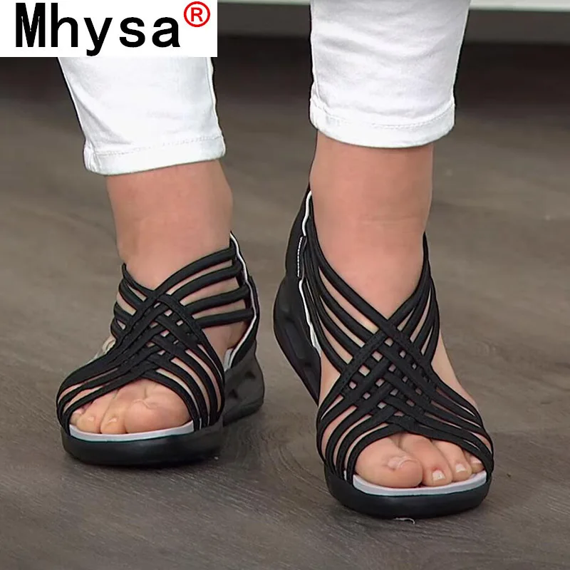 

Wedge Sandals Summer Retro Cross Straps Ladies Sandals Open Toe Platform Shoes for Women Slip on Female Shoes Zapatillas Mujer