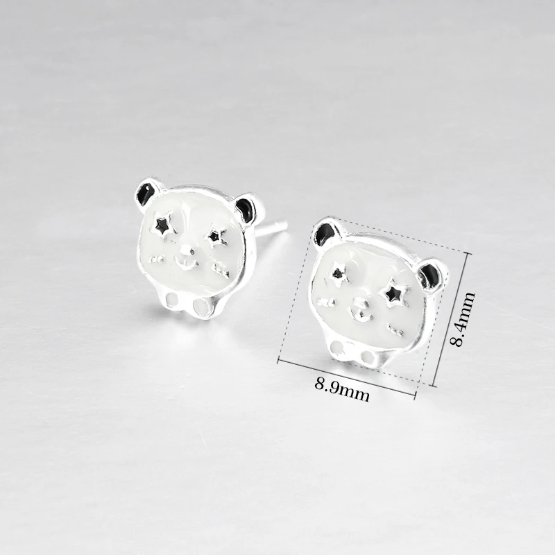 Женские серьги-гвоздики из серебра 925 пробы с белой эмалью | Украшения и