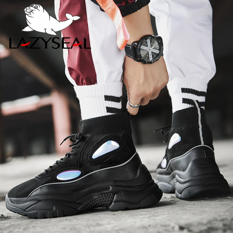 Кроссовки LazySeal женские на платформе 5 см увеличивающие рост сетчатые полусапожки