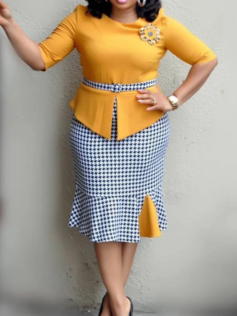 Клетчатое офисное платье русалки женские Лоскутные Коктейльные Вечерние платья