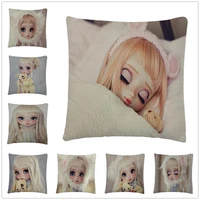 cute poison girl dolls uaagimui pattern linen cushion cover pillow case for home sofa car decor pillowcase45x45c