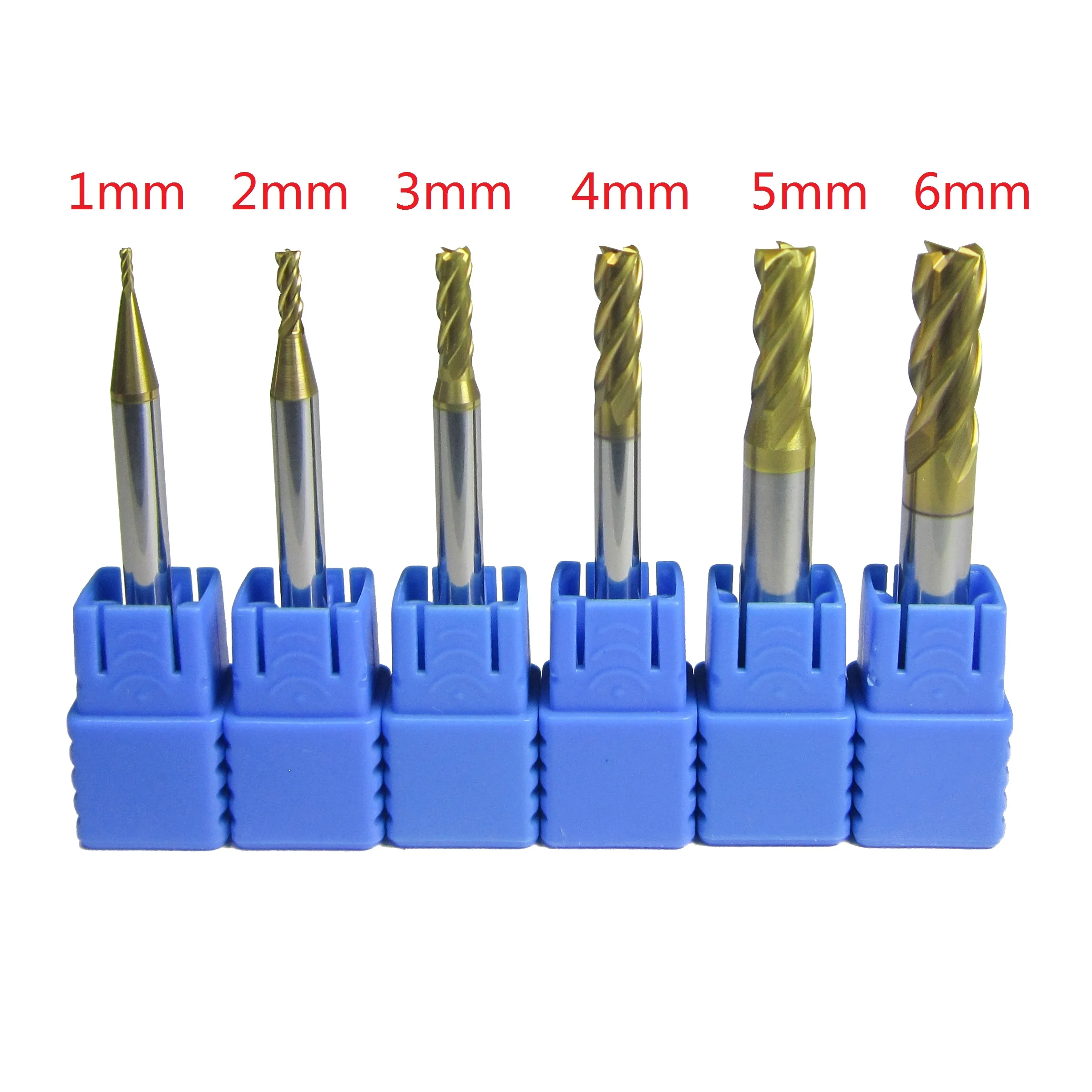 6 шт./лот 1 мм 4 флейты карбидные плоские концевые Фрезы с ЧПУ Фрезерные фрезы