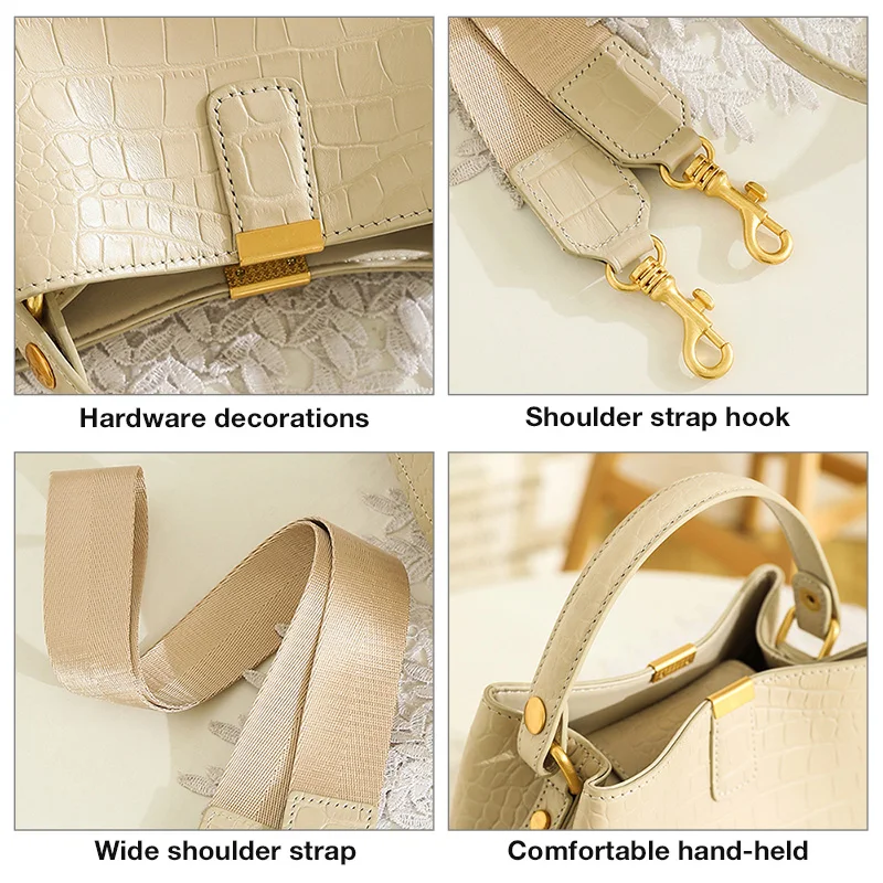 

FOXER Genuine Leather Women's Bucket Bag Large Capacity Lady Commute Handle Bags Fashion Travel Shoulder Purse for Female Totes