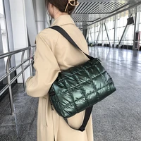 casual nylon shoulder bag designer cotton women handbag quilted bucket cross body bag warm 2021 winter large capacity shopper