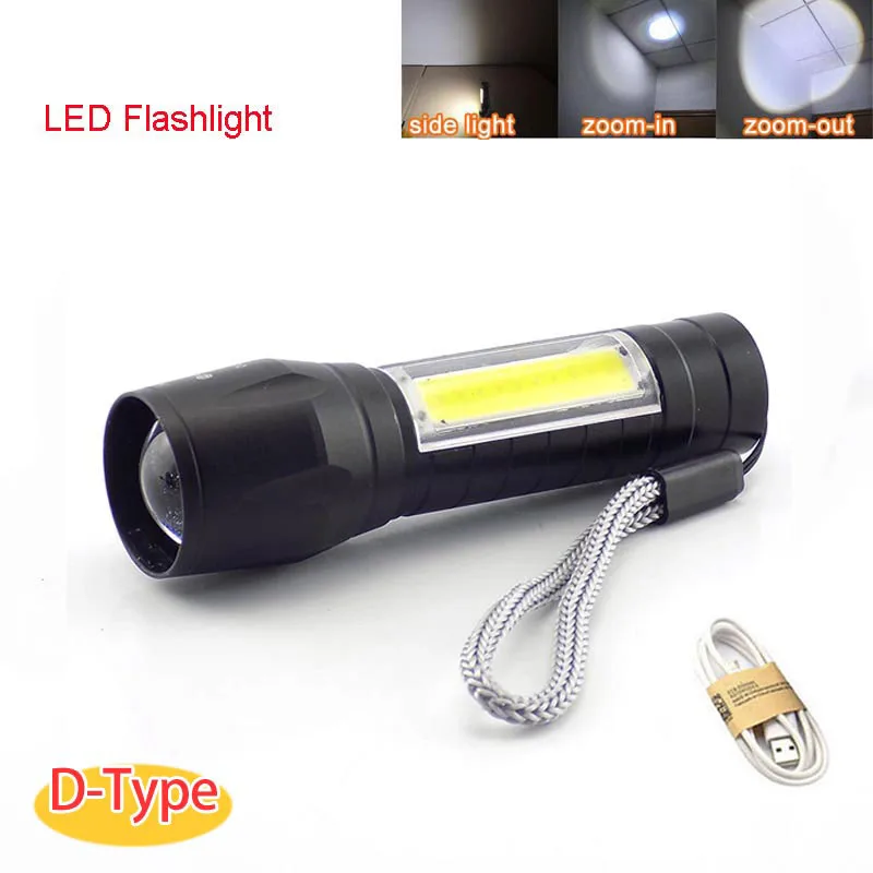Мини-фонарик 2 LED COB Q5 Penlight Высокая мощность USB Linterna Рабочая вспышка фонарик