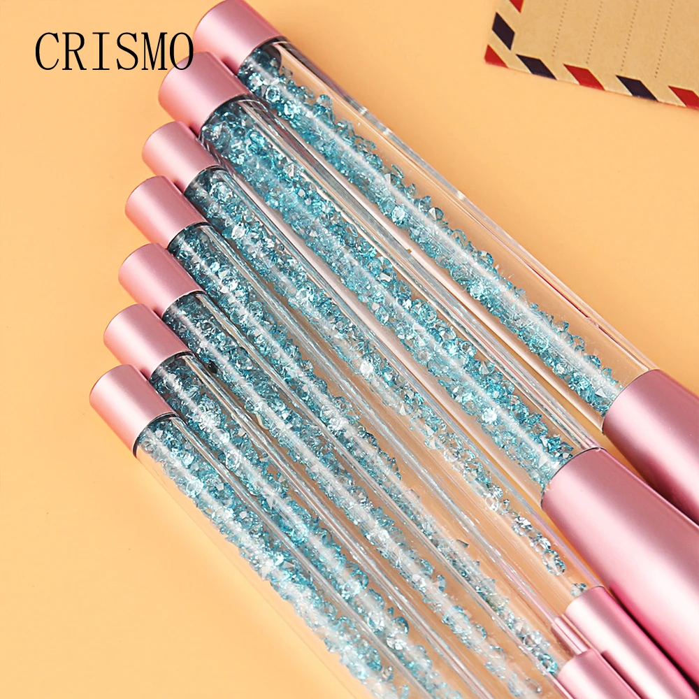 CRISMO 7Pcs Glitter Diamond Crystal Handle Makeup Brushes Set Powder Foundation Face Make Up Brush Cosmetic | Красота и здоровье