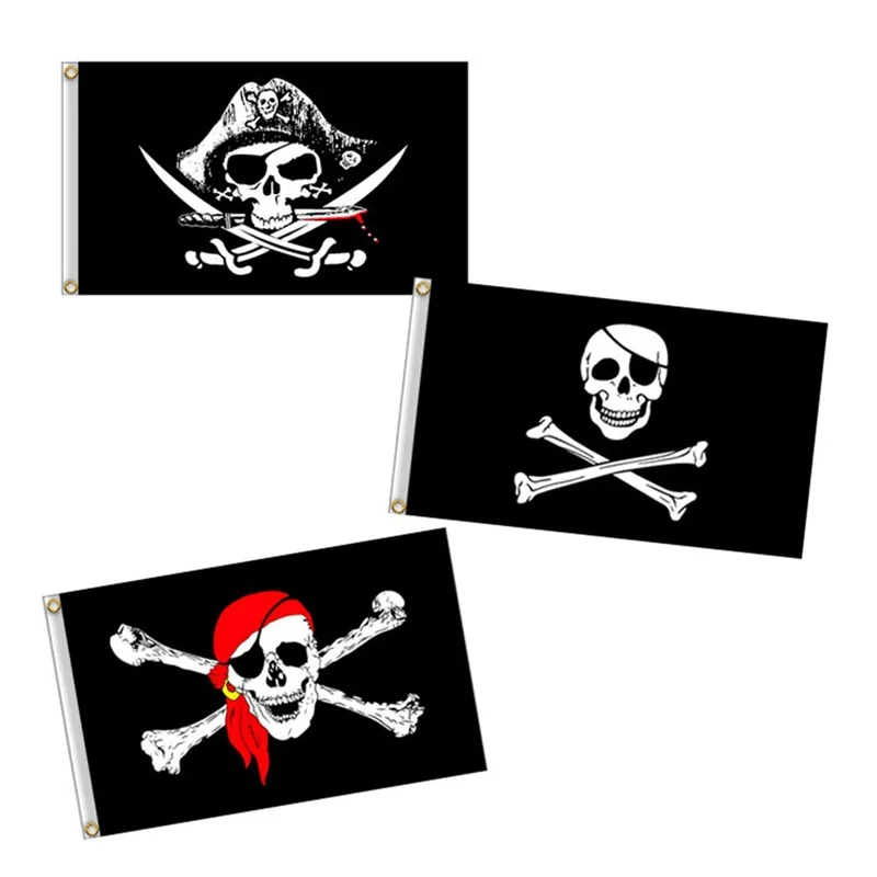 

1pc 90*150CM One Piece pirate flag / skull Flag / Banner Halloween / quality polyester Pirate theme Halloween decorations