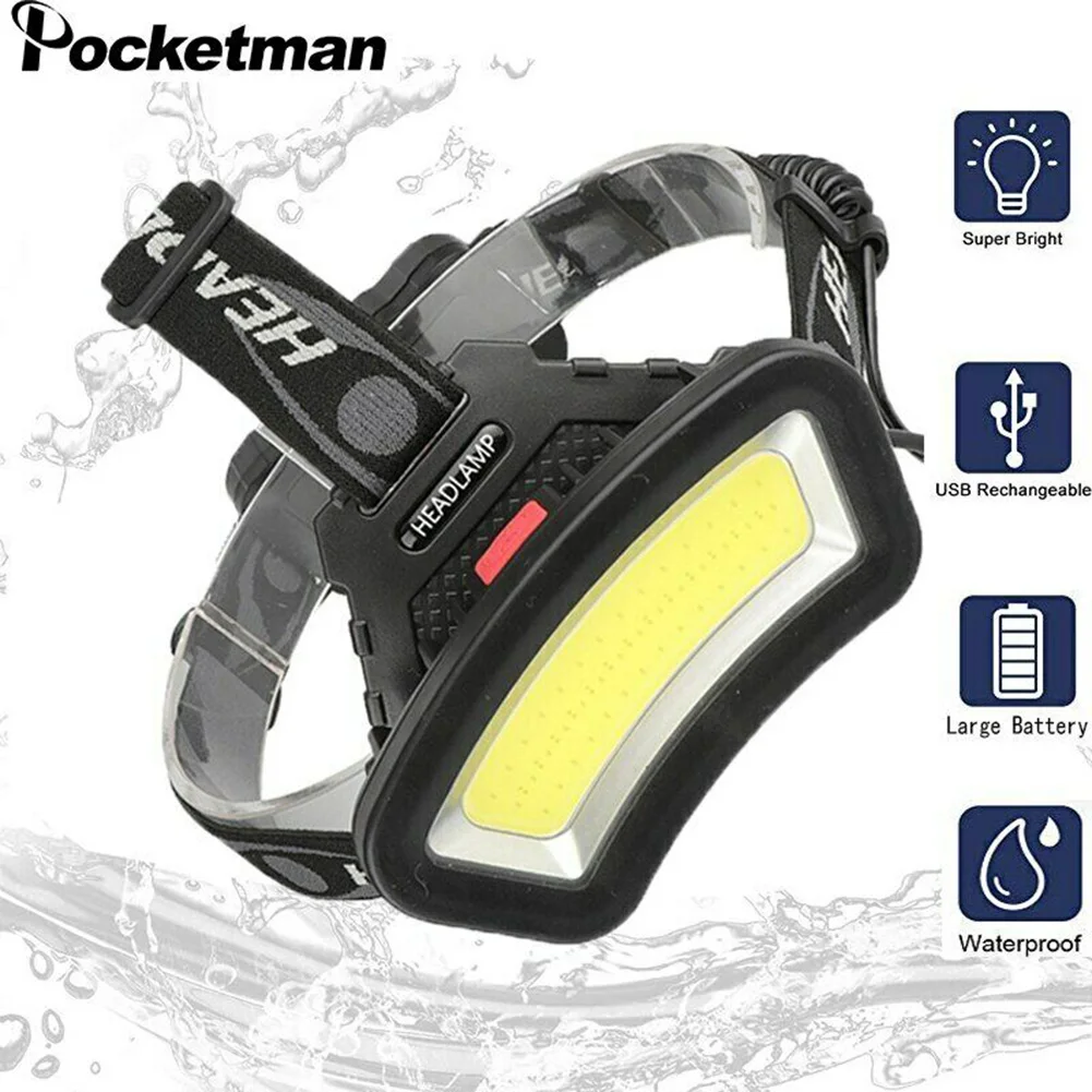 

COB Headlight LED Headlight Head Lamp USB Rechargeable Lantern For Outdoor Hike Accessories Parts