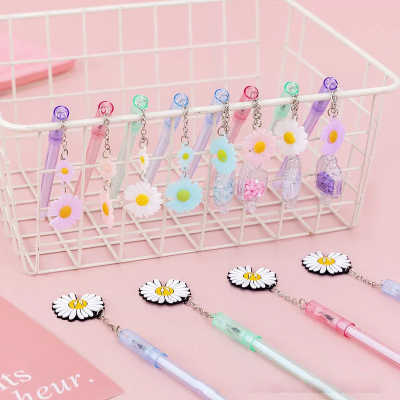 

40 pcs/lot Creative Animal Flower Pendant Gel Pen Cute 0.5mm black ink Signature Pens School writing Supplies Promotional Gift