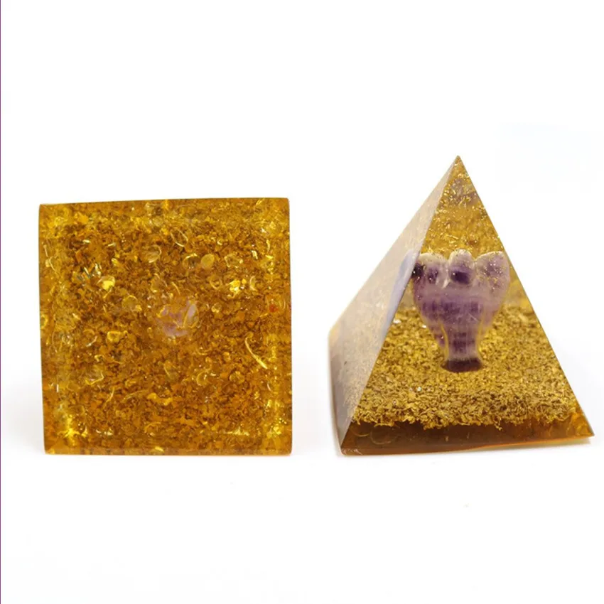 FYJS уникальный оргонит камень аметист и смола Пирамида духовный кулон прекрасный