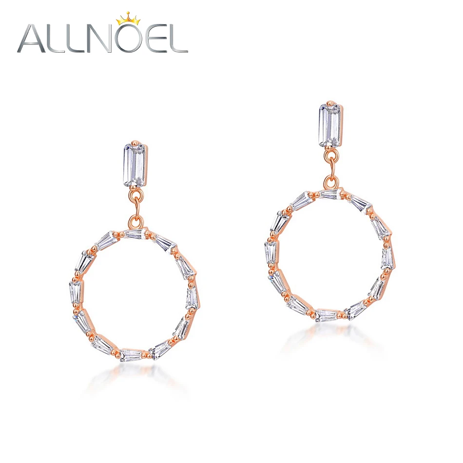 

ALLNOEL Brass Plated Rose Gold Drop Earrings Light Luxury Statement Zircon Big Rounds Hanging Dangle Earrings for Women New 2022