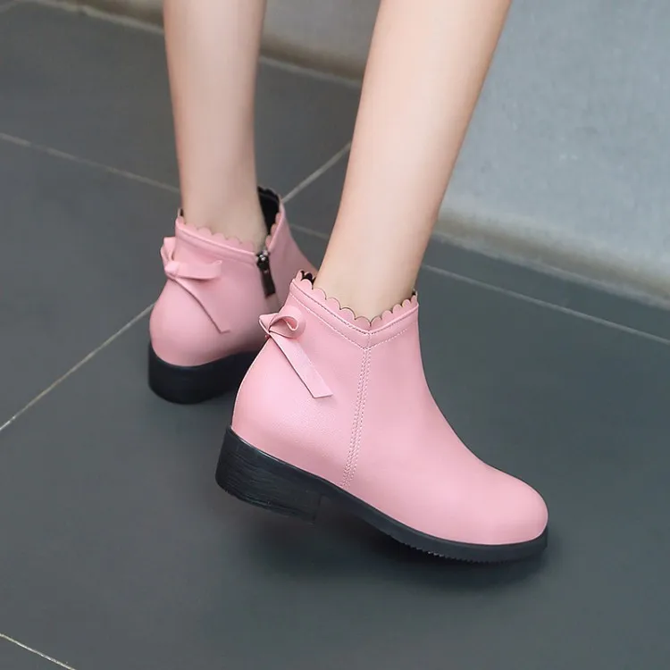 Милые короткие ботинки PXELENA с бантом для девочек школьные черные белые розовые