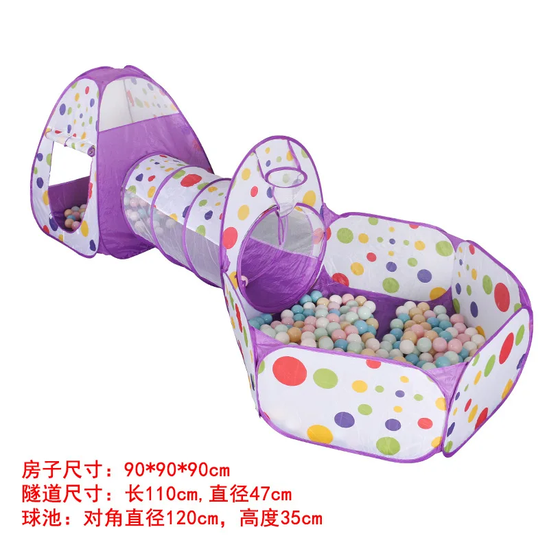 

Children's Tent Indoor Three-piece Tunnel Polka Dot Game Bobo Ocean Ball Pool Fence Toy