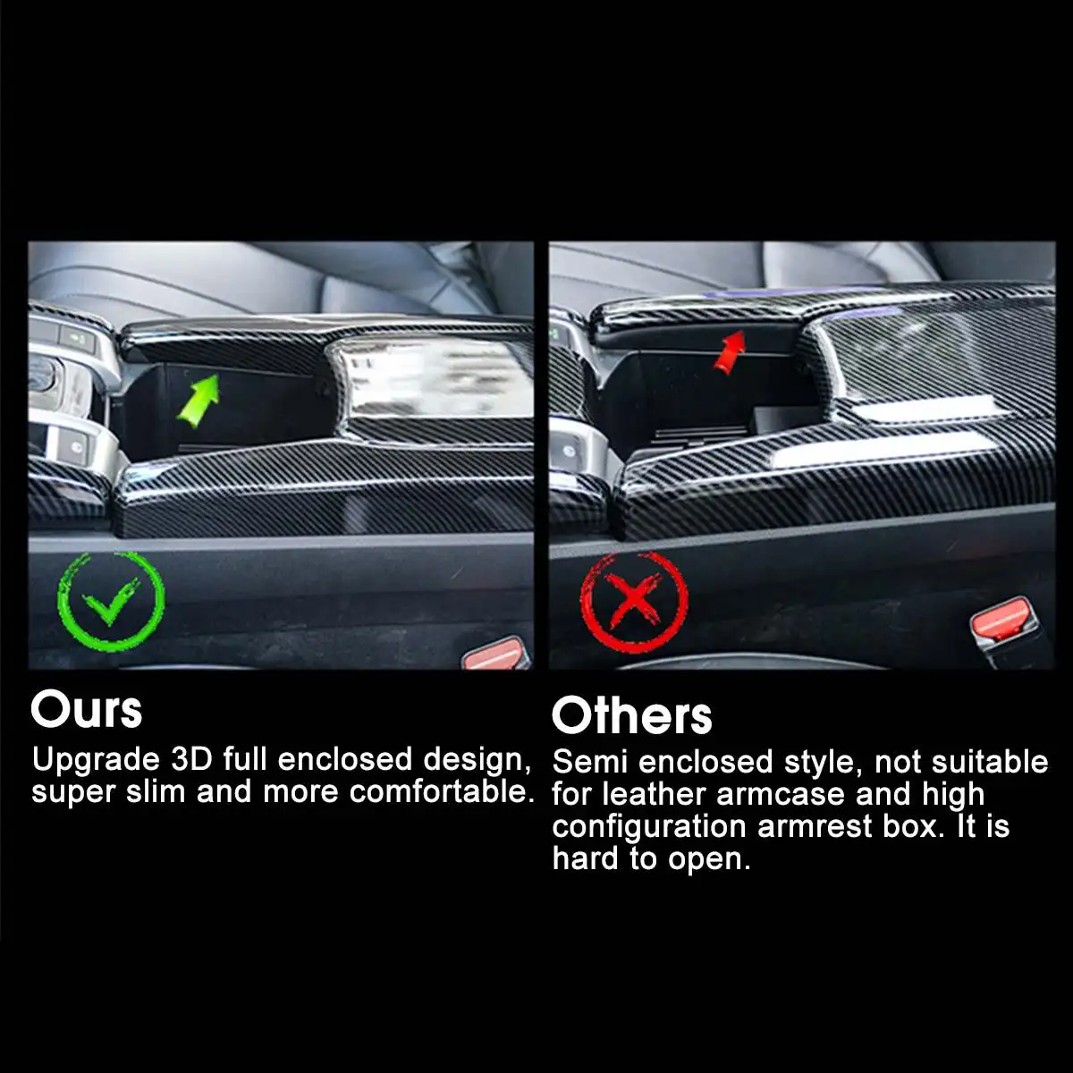 

3Pcs/Set Car Armrest Panel Sticker for Honda Civic 2016-2020 Car Styling Carbon Fiber Central Armrest Storage Box Trim Cover
