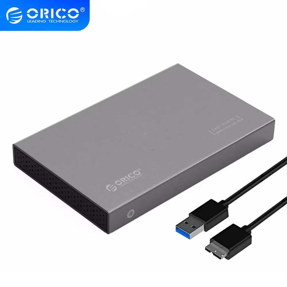 ORICO 2518S3-GY 2.5 inch Hard Drive Enclosure Aluminum USB3.0 5Gbps Support 7mm & 9.5mm- Grey
