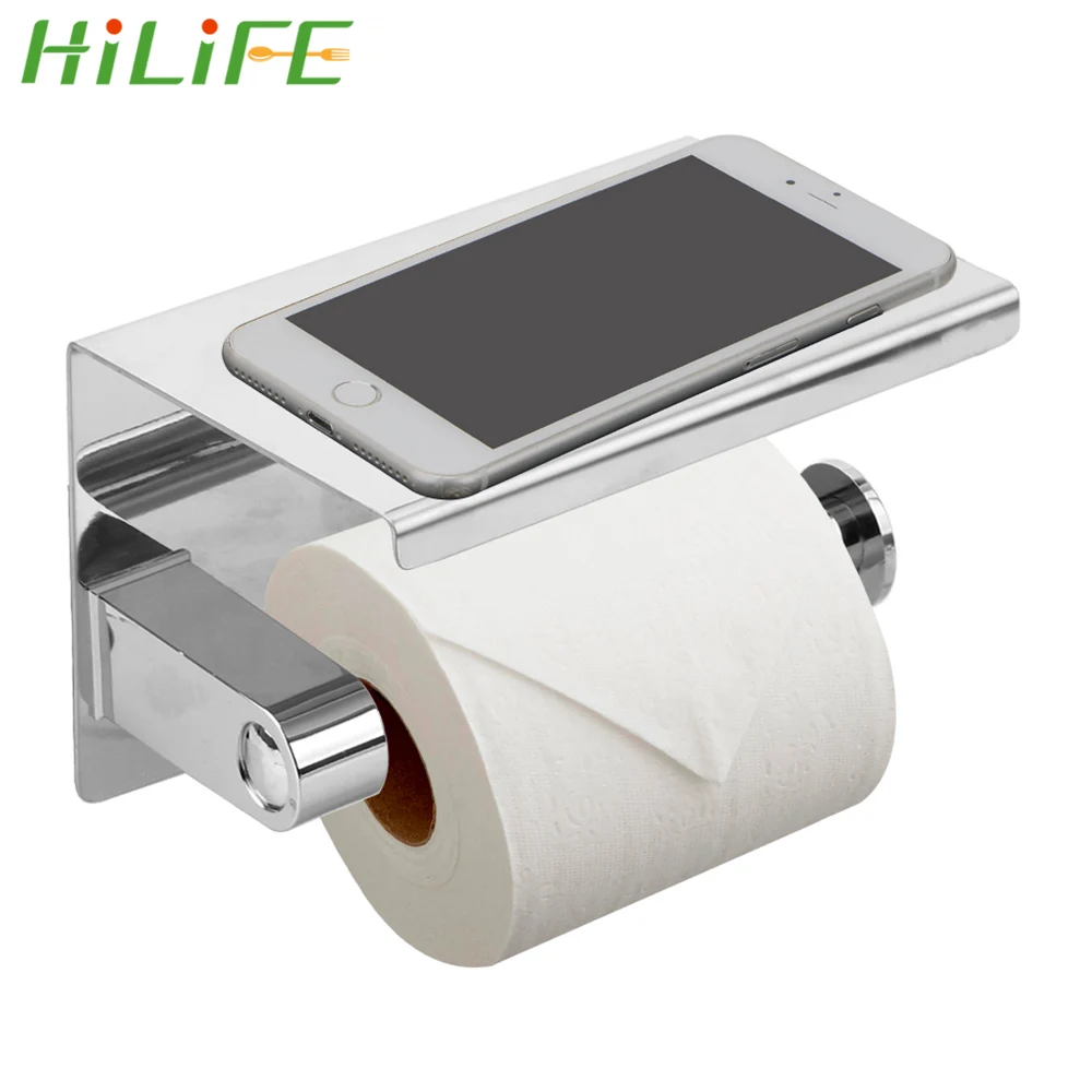 

HILIFE Wall Mounted Phone Storage Shelf Toilet Paper Holder Toilet Roll Holder Stainless Steel Bathroom Accessories