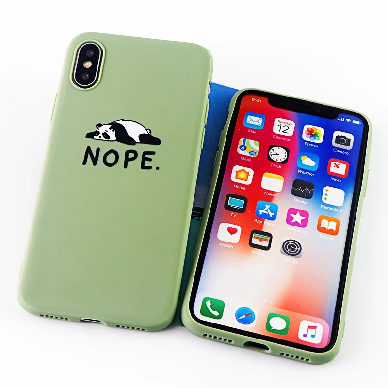 8632-khaki Забавные чехлы для телефонов с пандой для iPhone X XS MAX XR 8 7 6 s Plus, мягкие силиконовые облегающие накладки на заднюю панель - Цвет: 8632-khaki