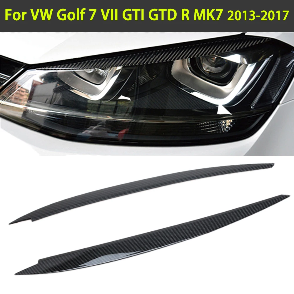 

Car Headlight Eyebrow Eyelid Cover Trim ABS Carbon Fiber Eye-catching For VW Golf 7 VII GTI GTD R MK7 2013 2014 2015 2016 2017