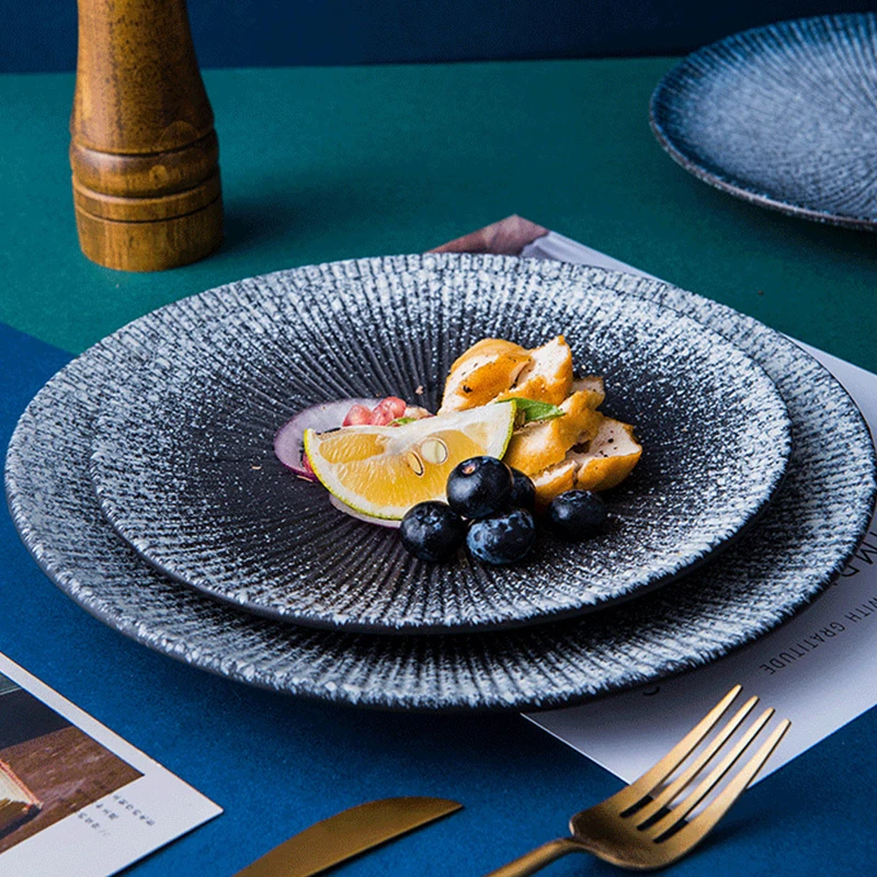 

Ужин пластины Керамика Посуда японский Стиль фруктовый салат стейк Еда тарелки посуды Кухня аксессуары домашний Фарфор лоток