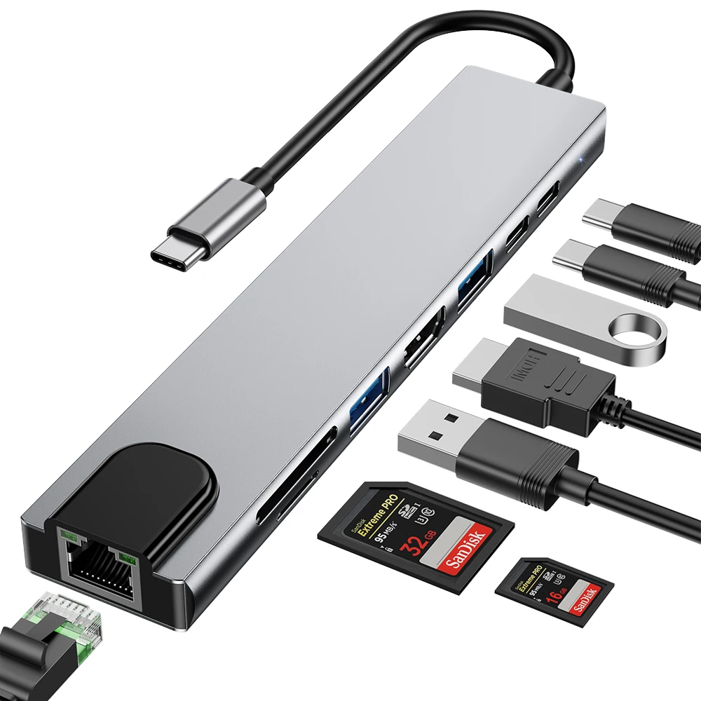 Usb-концентратор Usb Type-C на несколько устройств Usbc 3 0 разветвитель Otg Hdmi RJ45