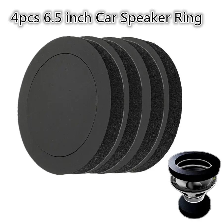 

Black Rubber Foam 19.5cm 14.5cm Speaker Bass Insulation Pad Soundproof Foam Rings Less Noise Accessory 4pcs