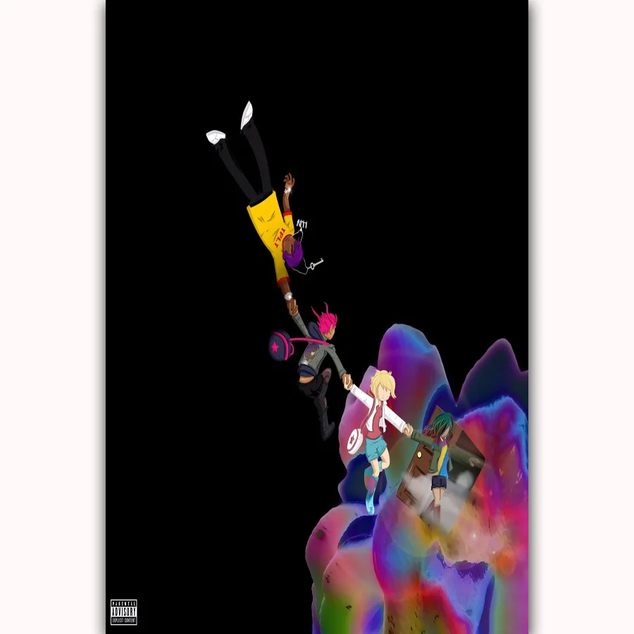 MQ1456 Lil UZI Vert хип-хоп музыка звезда рэпер певец Горячее предложение художественный плакат Топ Шелковый светильник холст домашний декор Настенная картина печать - Цвет: Черный