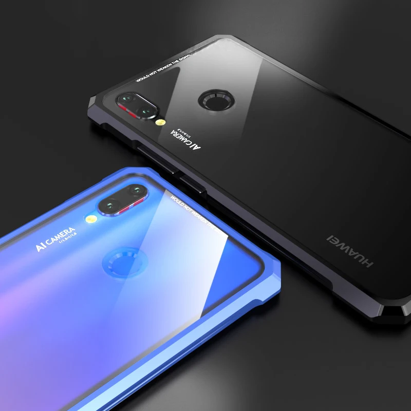 Роскошный металлический чехол для huawei Nova 3 3i 6,3 дюймов, прозрачная стеклянная крышка для huawei P Smart Plus, чехол Nova3 Nova3i psmart plus