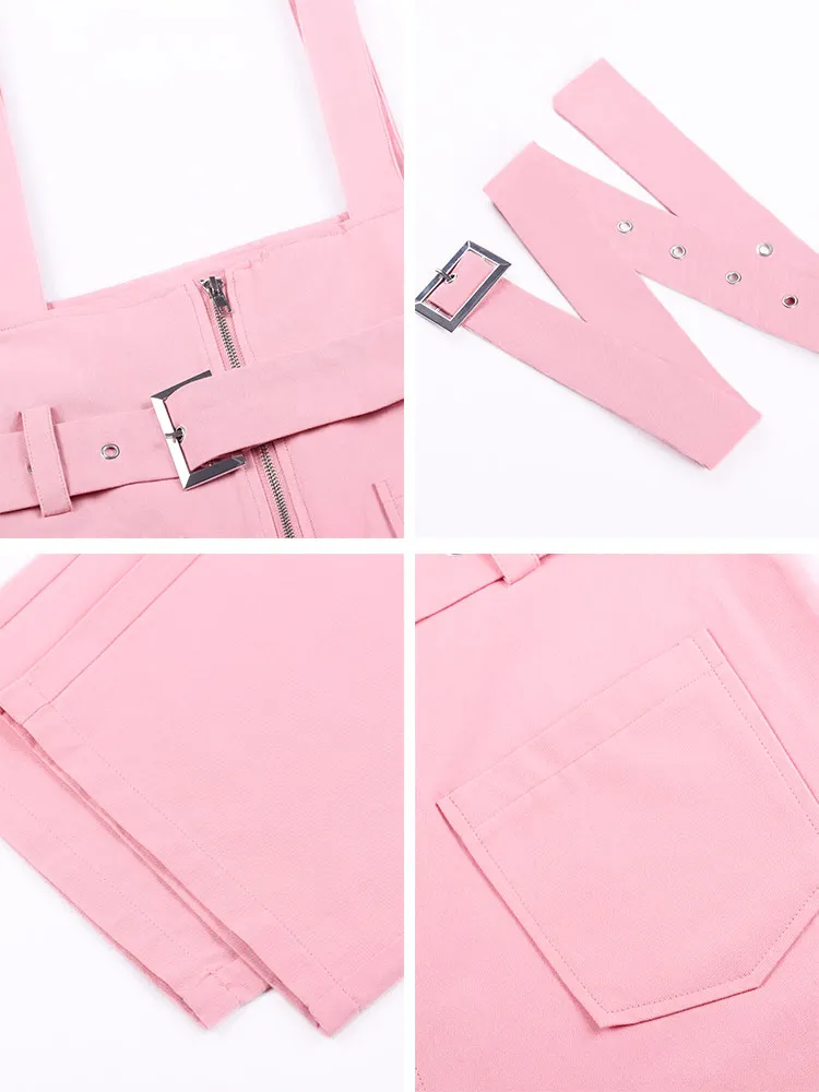 Комбинезон женский летний без рукавов пикантный свободный ромпер с ремнем брюки