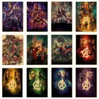 Супергерой Марвел Ретро Мстители герой постер Железный человек Человек-паук Капитан Америка Тор плакат из крафт-бумаги бар кафе Настенная Наклейка A419