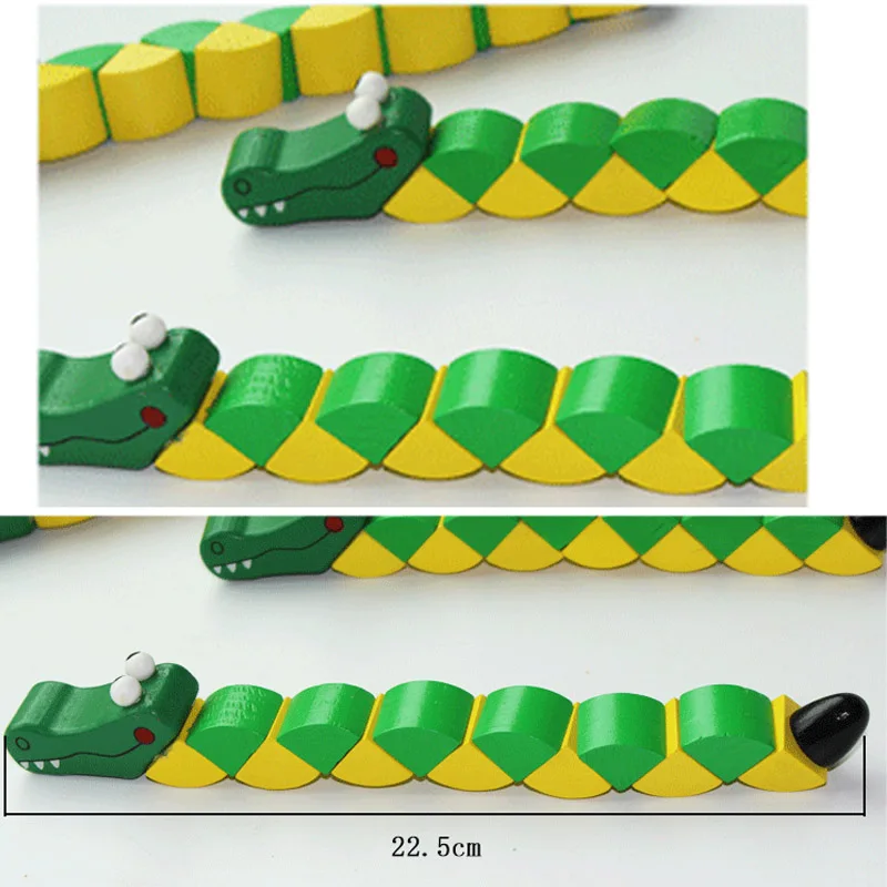 1 шт. с изображением зеленого деревянного витой Крокодил Детские игрушки