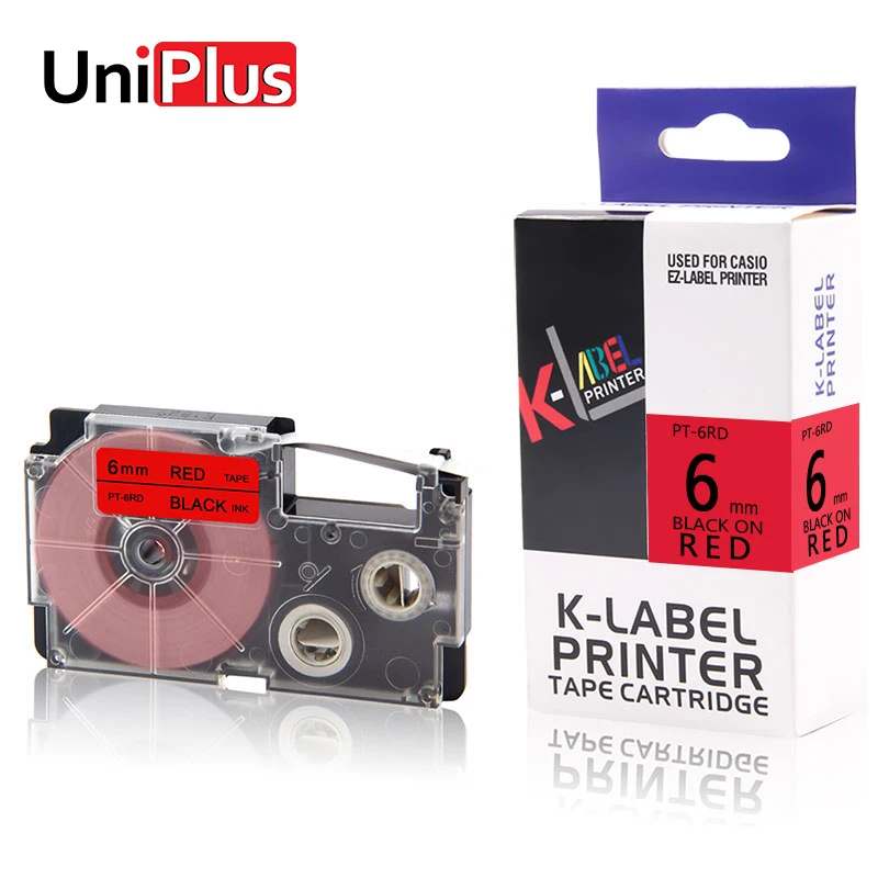 UniPlus Красный принтер лента для Casio этикеток XR 6RD производитель 6 мм картридж