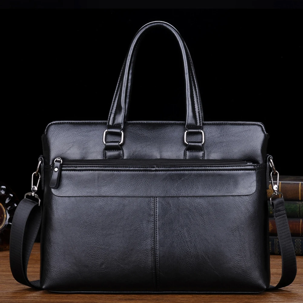 Мужские сумки деловой однотонный портфель из искусственной кожи сумка через