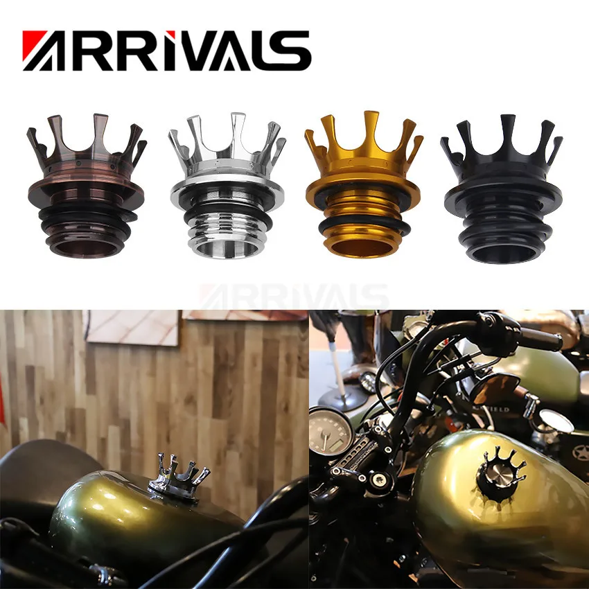 Motorcycle Aluminum Fuel Tank Cover Right-hand Thread Reservoir Crown Oil Cap Gas For Harley Touring Softail Sportser 883 1200