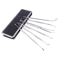 6pcssettooth pick probe dental oral hygiene teeth clean hygiene stainless steel tools kit with case