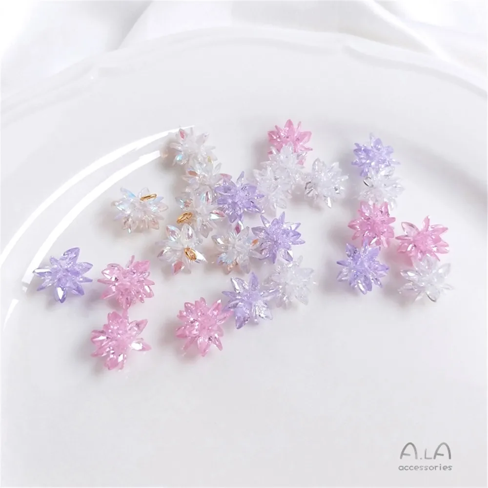 

Hand made DIY accessories braided ball zircon with ice over stars crystal ball snowflake drill earrings nails
