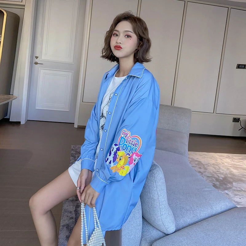 2020 Autumn denim long shirts women fashion beading new arrival | Женская одежда