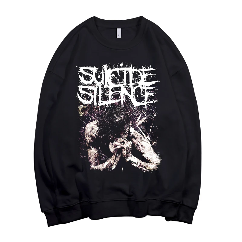 ; SUICIDE SILENCE Band; унисекс; круглый вырез; хлопковая толстовка; Азиатский размер