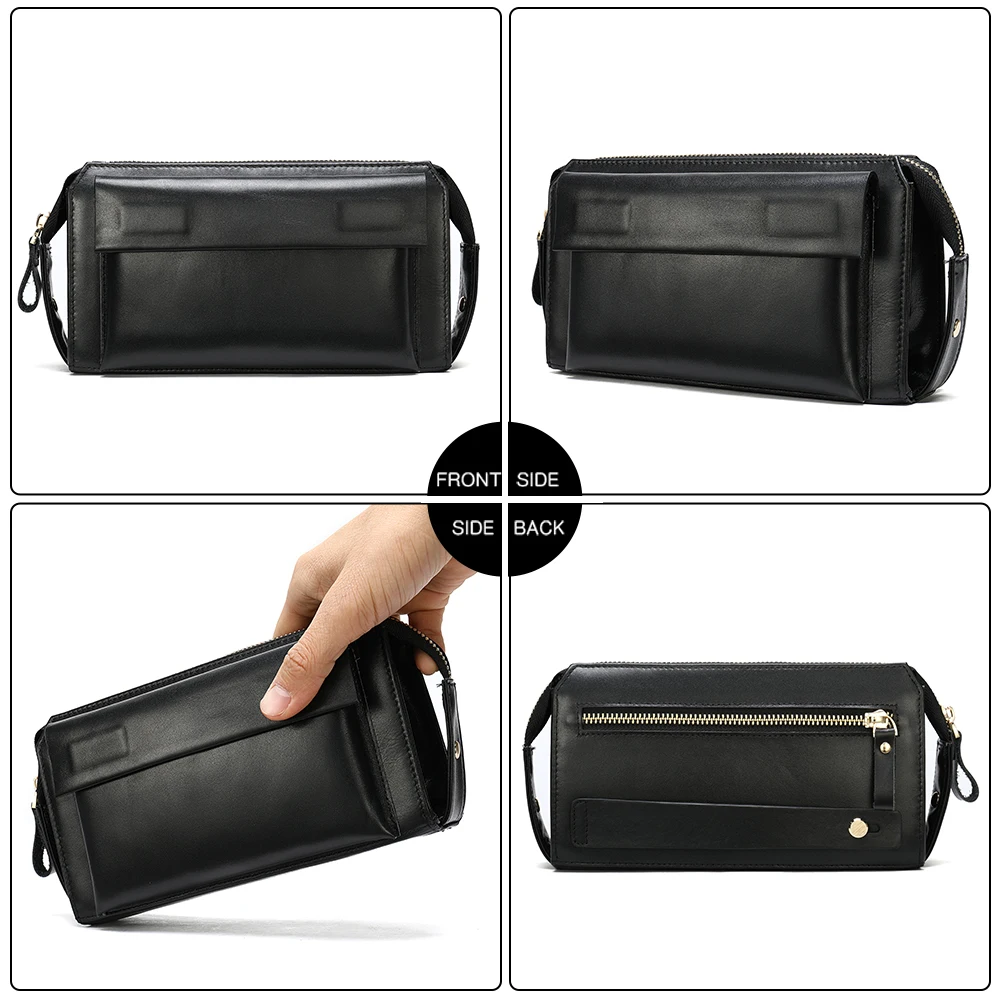 

NIUCUNZH leather purses for men designer purse luxury brand business clutch for men long engraved wallets with exquisite handle