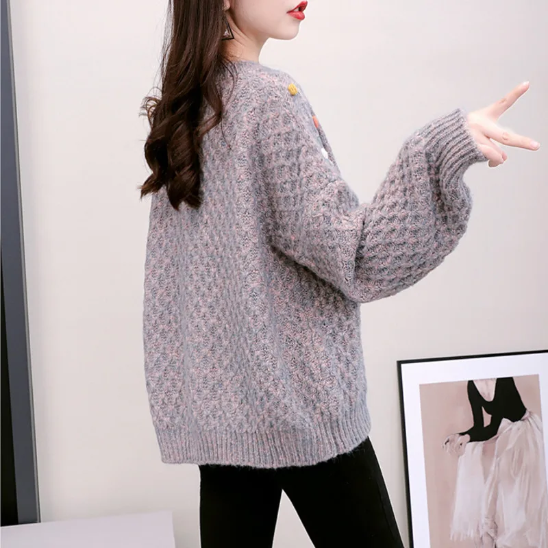 Короткий свитер с круглым вырезом Женский пуловер новинка сезона осень-зима 2021