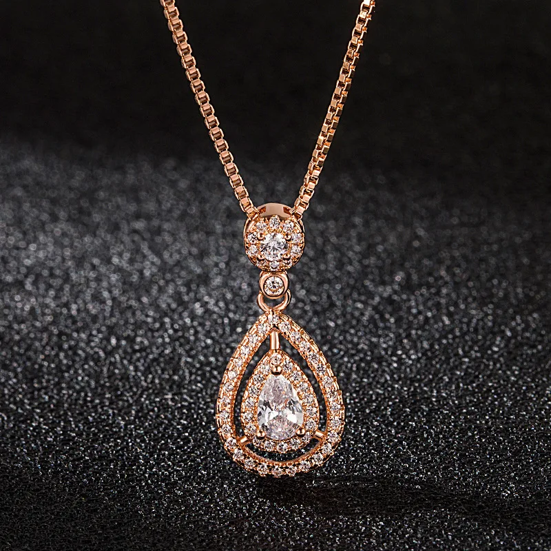 

Luxury Necklace 925 Silver Jewelry Water Drop Shape Zircon Gemstone Pendant for Women Wedding Promise Party Accessory Wholesale