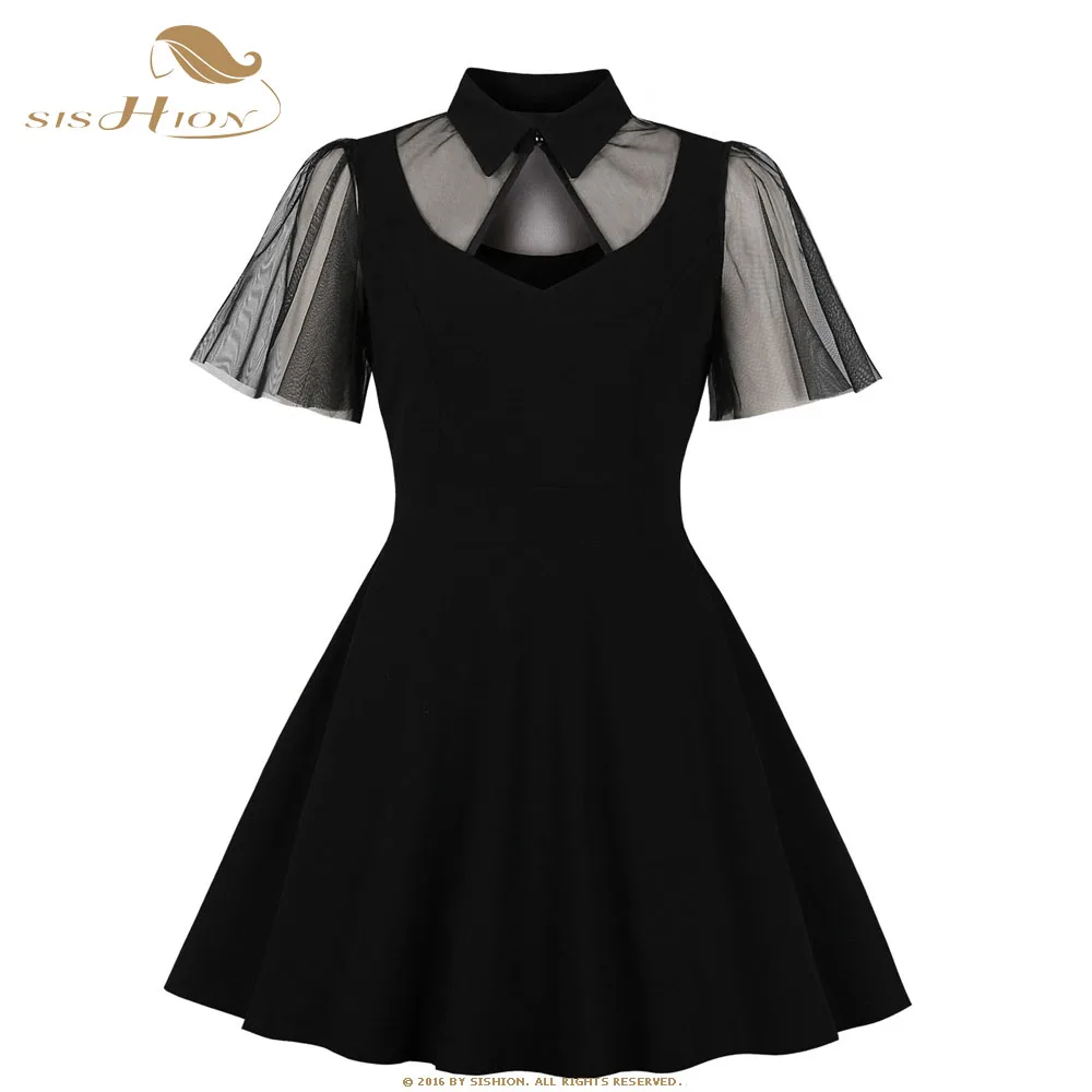 Женское платье с коротким рукавом SISHION готическое сексуальное VD1041 маленькое