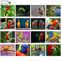 colorful parrot diamond painting cross stitch bright bird animal picture handmade diy diamond embroidered inlaid gift toy