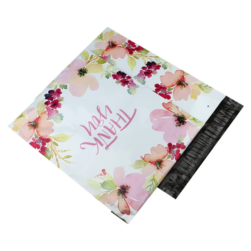 

Thank You Courier Storage Bag Flowers Printed Plastic Mailing Bags 10x13'' Poly Shipping Envelope Express Gift Bag 10 Piece
