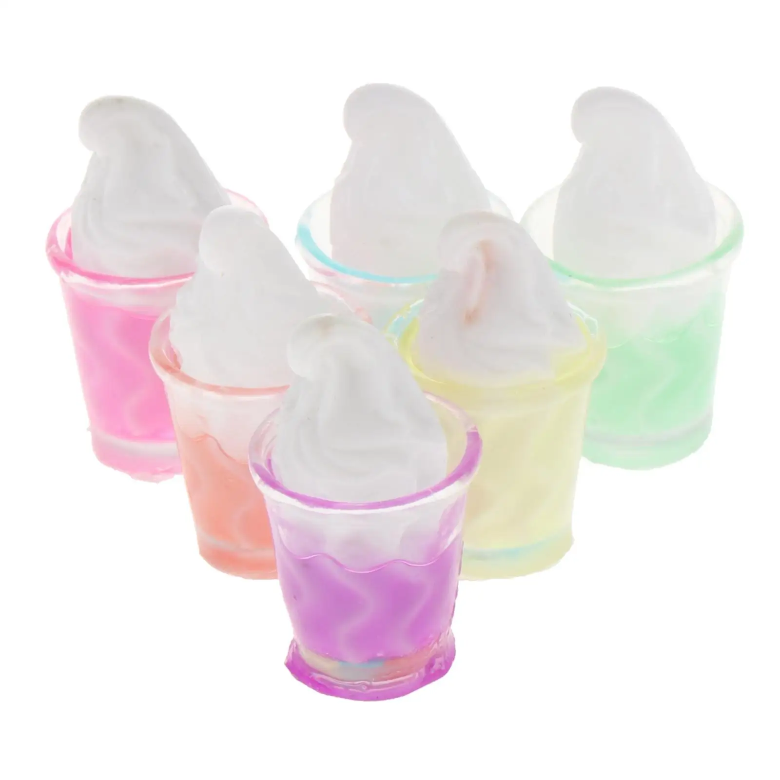 

6pcs 1/12 Scale Dollhouse Miniature Food Mini Ice Cream Sundaes Set DIY Accs