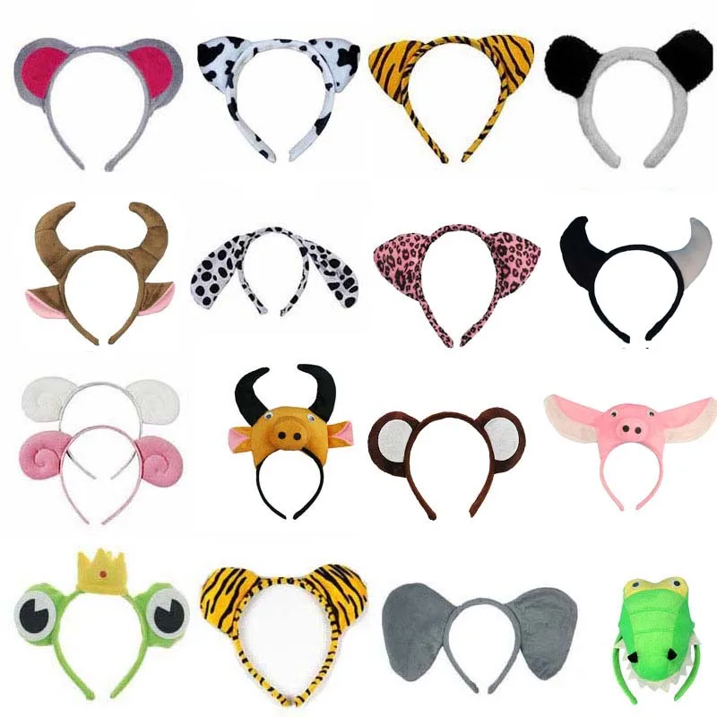 Повязка на голову с изображением лягушки панды тигра жирафа обезьяны ушей