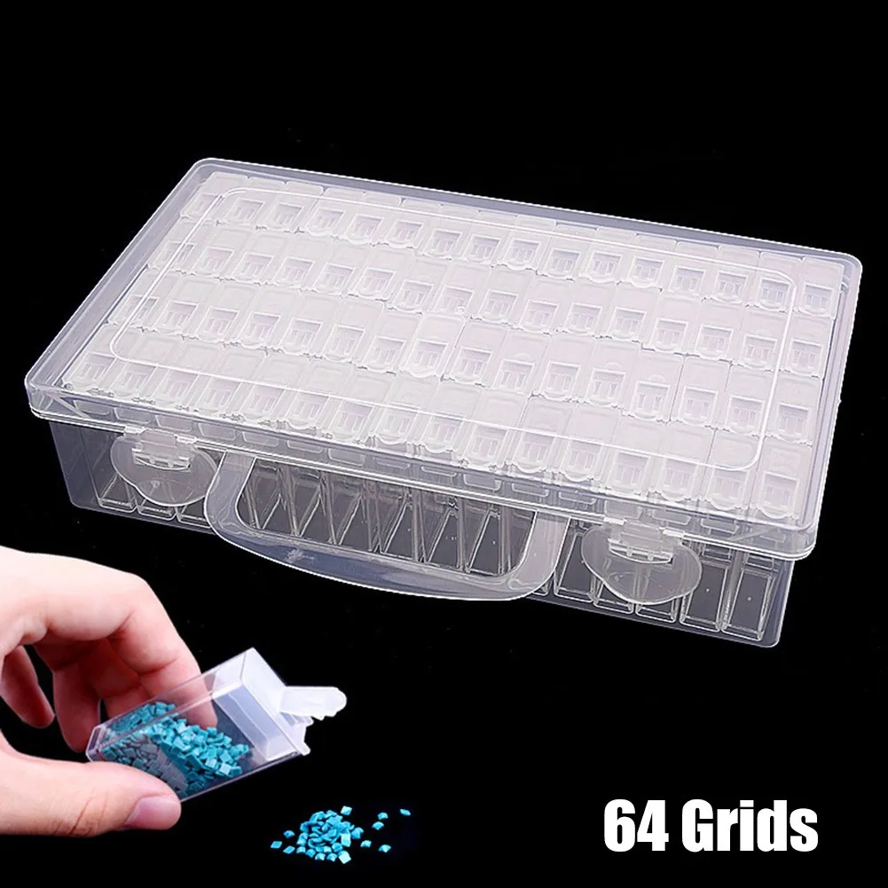 

64 Grids Storage Box Art Accessories Diamond Dust Proof Necklaces Plastic