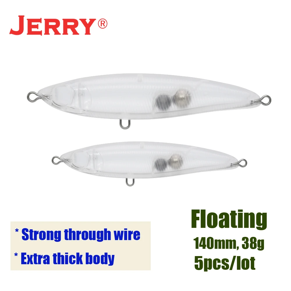 Jerry 110 мм 140 мм Троллинг stickbait заготовки поверхность под поверхностью карандаш приманка Неокрашенная большая игра лодка Морская Рыбалка приманки - Цвет: 140mm floating