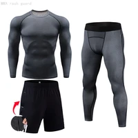 2 3 pieces sports suits mens running tights compression shirts underwear sport mens full suit tracksuit quick dry slim joggers