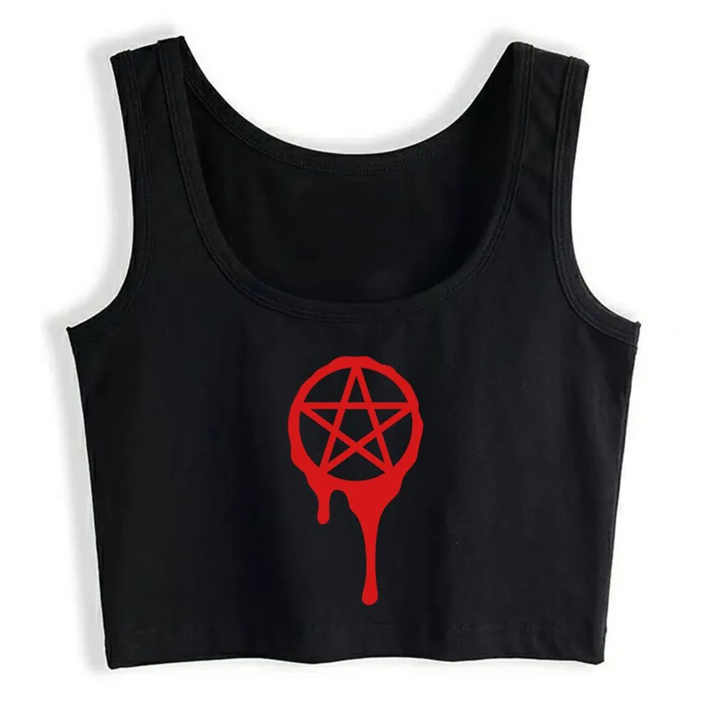 

Crop Top Women Pentagram Pagan Blood Wicca Harajuku Tank Top Women Casual Women Clothes